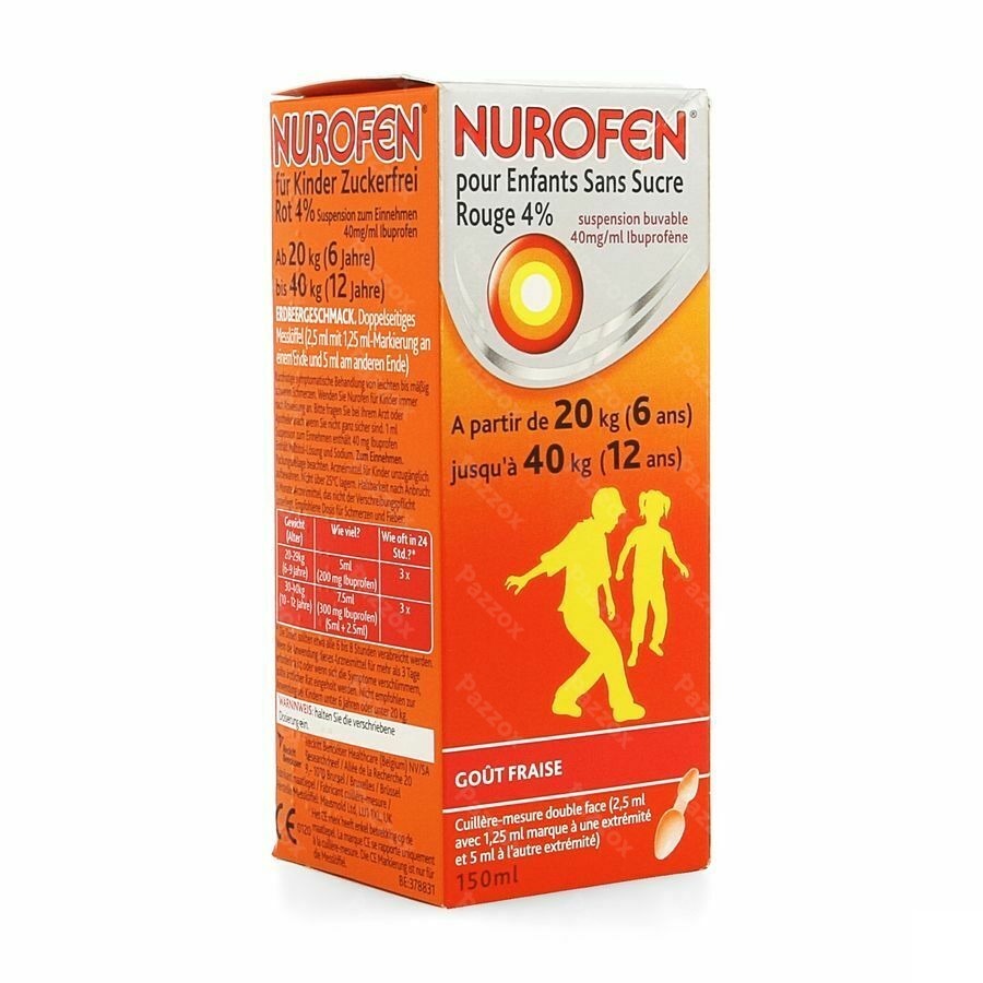 Nurofen Enfant S/sucre 4% Fraise Susp Buv 150ml