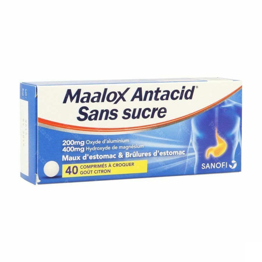 Maalox Antacid Ss Lemon 200/400mg Comp Croq 40 Bl.
