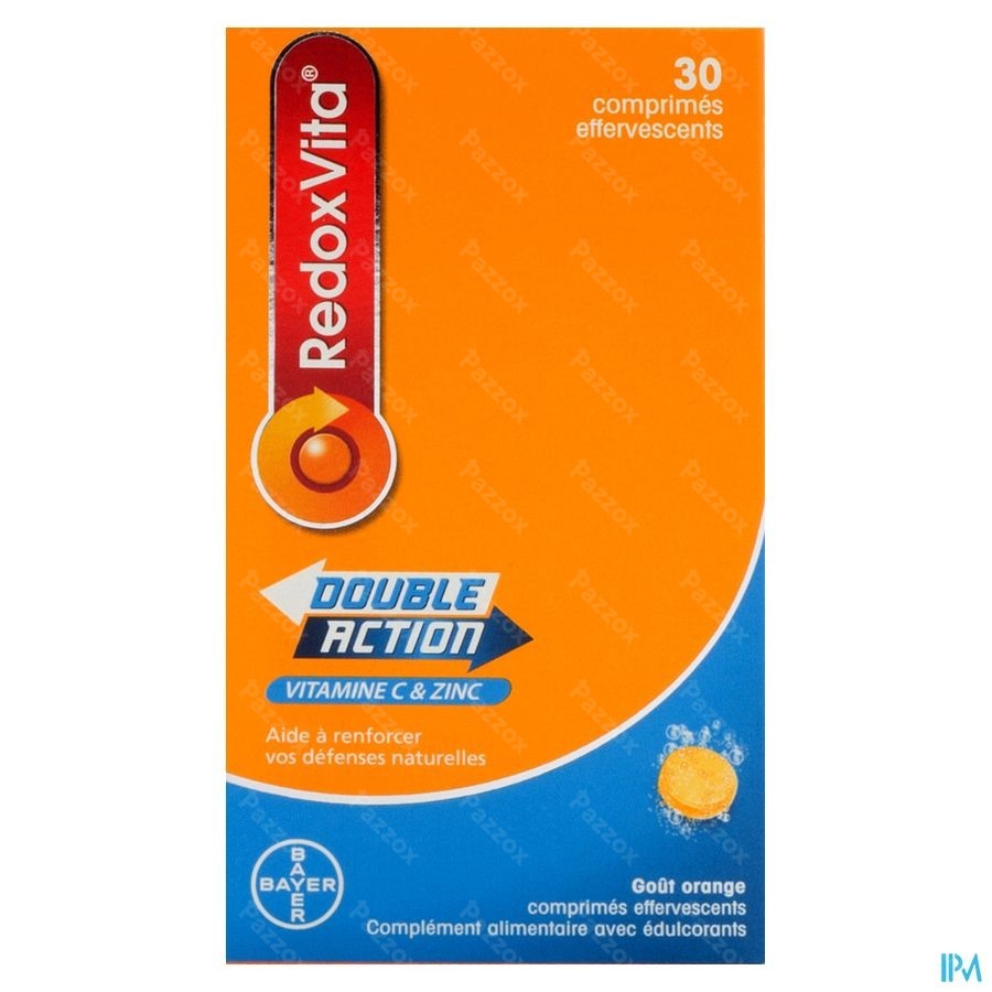 Redoxvita Double Action 1g Vitamine C & Zinc Immunité 30 Comprimés Effervescents