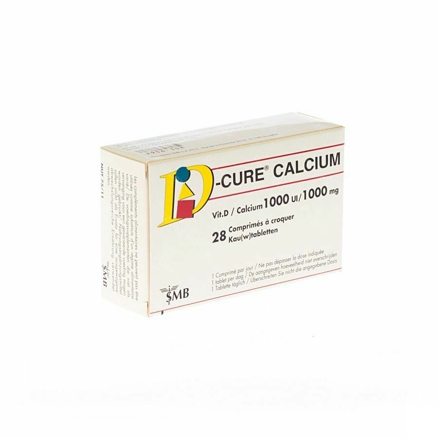 D-Cure Calcium 1000mg/1000ui Comprimés à Croquer 28