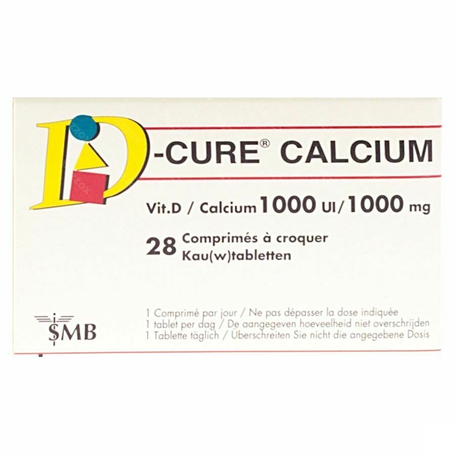 D-Cure Calcium 1000mg/1000ui Comprimés à Croquer 28