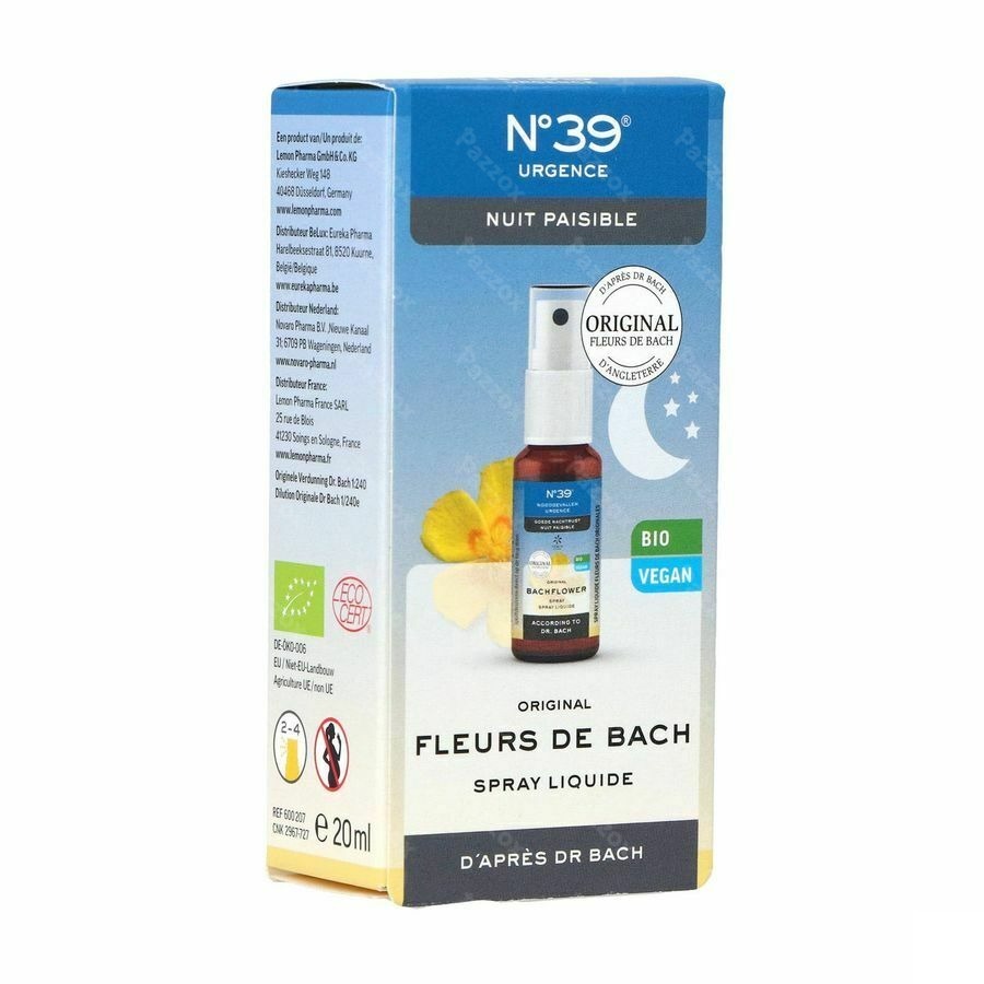 Fleurs de Bach Bio N°39 Urgence Nuit Spray 20ml