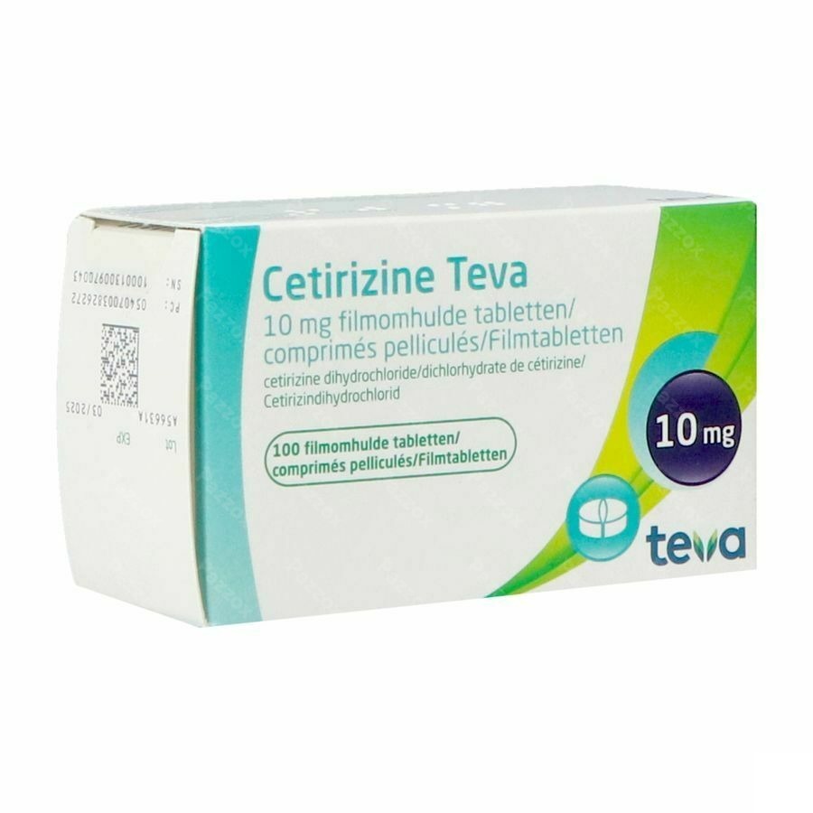 Cetirizine Teva 10mg 100 Comprimés