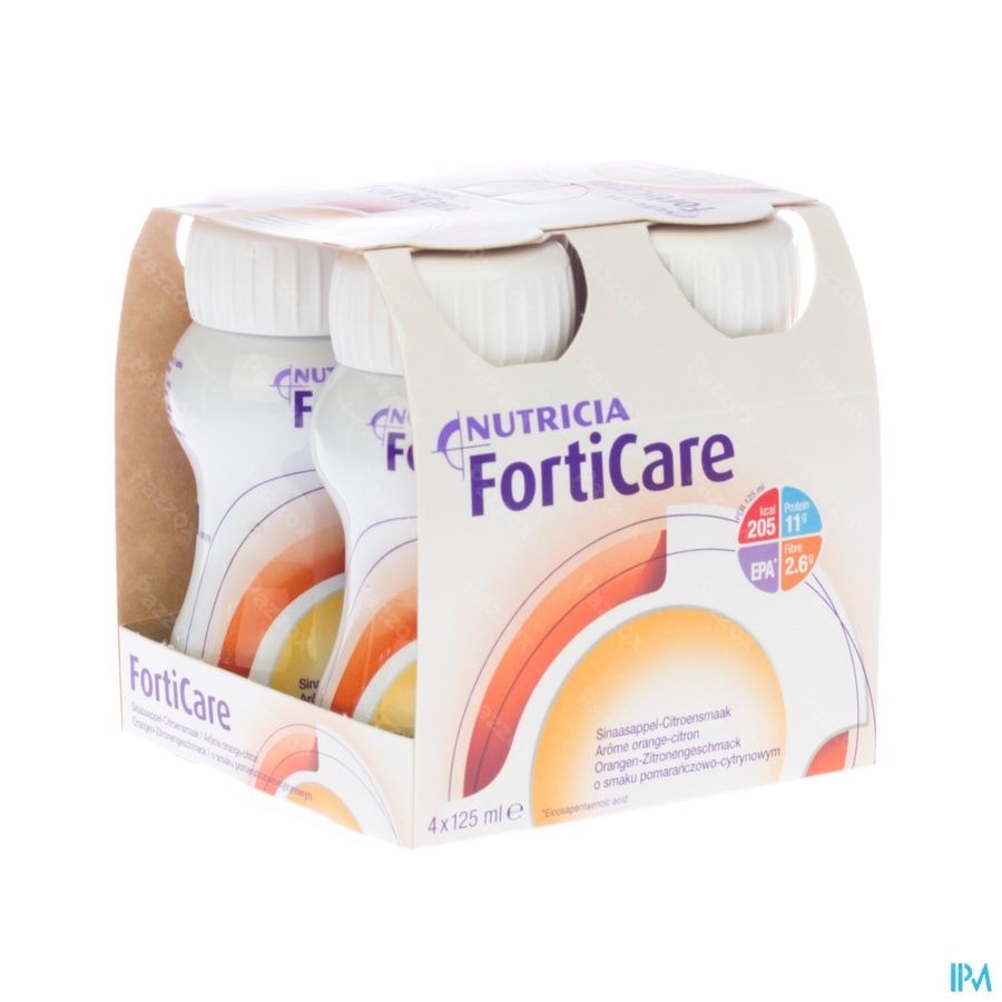 Forticare Boisson Arôme Orange-Citron Bouteilles 4x125ml 