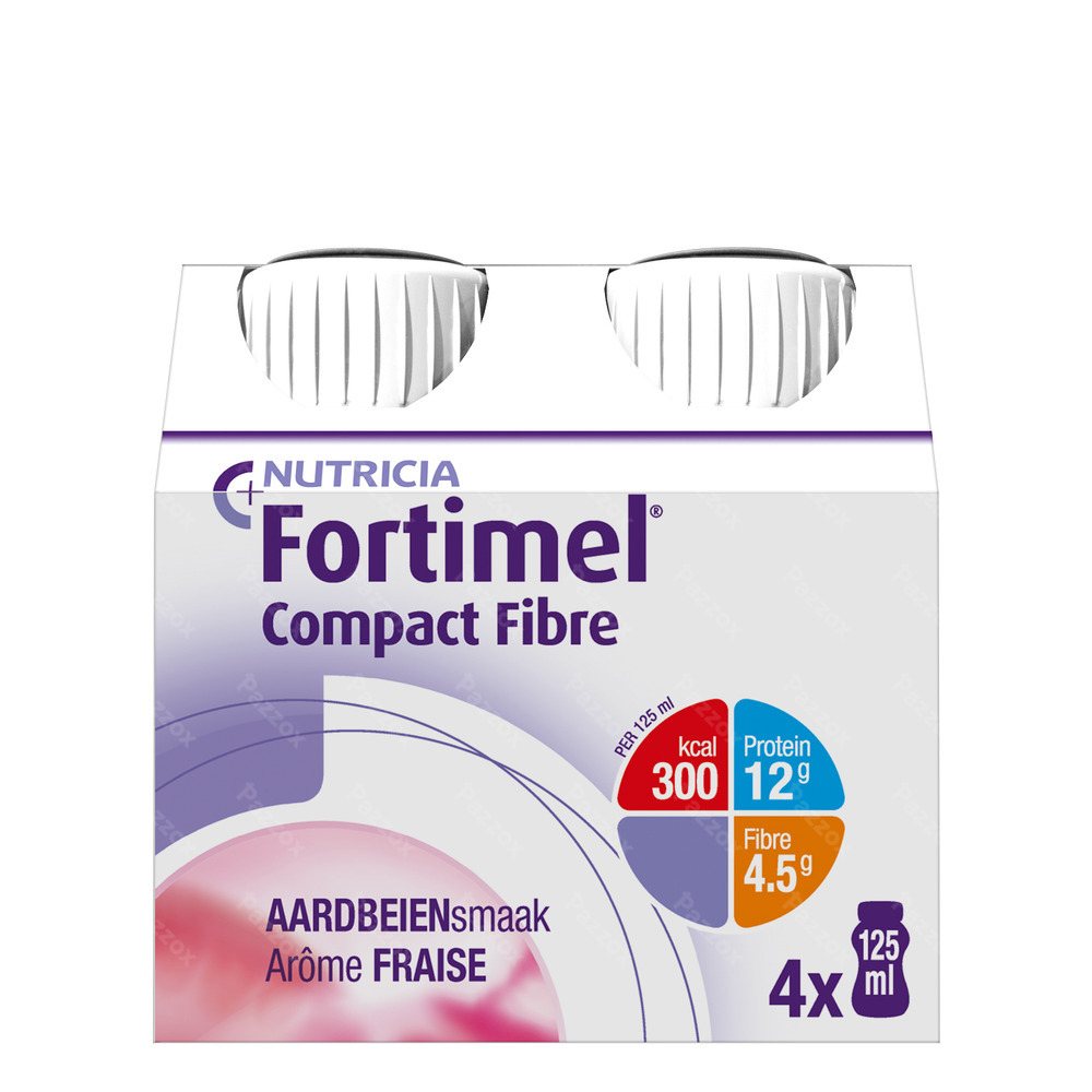 Fortimel Compact Fibre Fraise Bouteilles 4x125ml