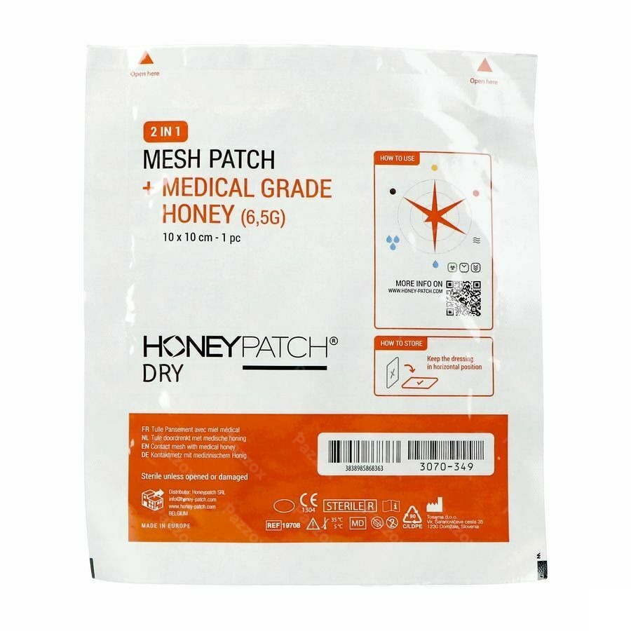 Honeypatch Dry Miel Cicatr.7g+tulle Ster.10x10cm 1