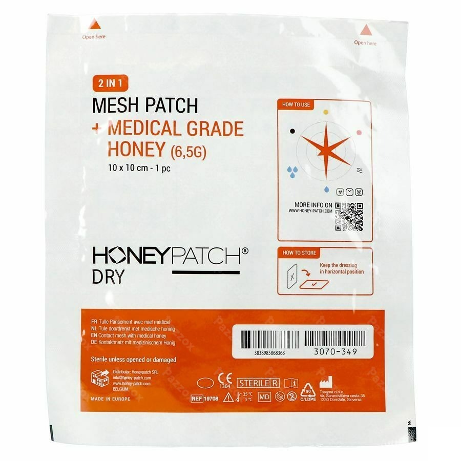 Honeypatch Dry Miel Cicatr.7g+tulle Ster.10x10cm 1