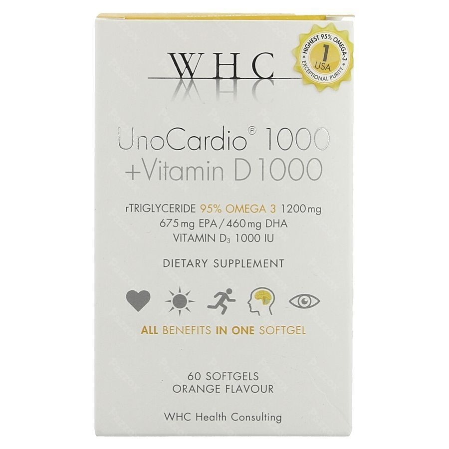 Unocardio 1000 + Vitamine D 1000 60 Softgels 