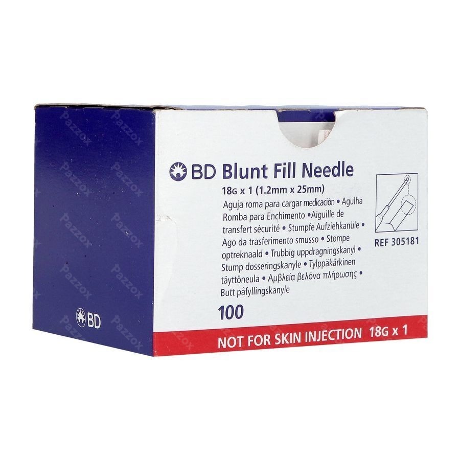 Bd Blunt Fill Aiguille Non Biseautee 18g 25mm 100