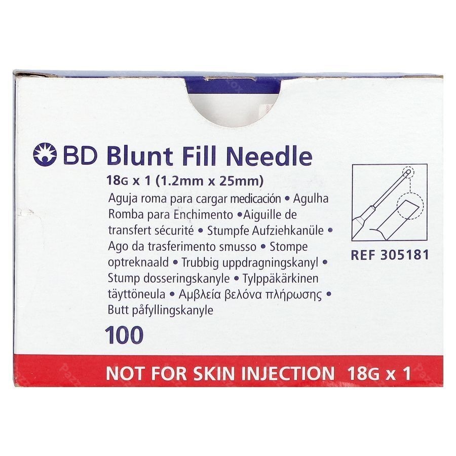 Bd Blunt Fill Aiguille Non Biseautee 18g 25mm 100