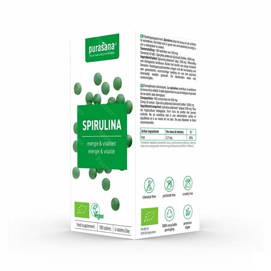 Purasana Vegan Spirulina Bio Comp 180