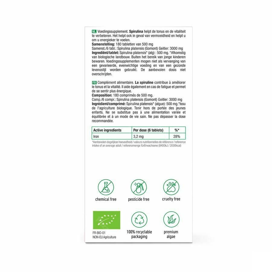 Purasana Vegan Spirulina Bio Comp 180