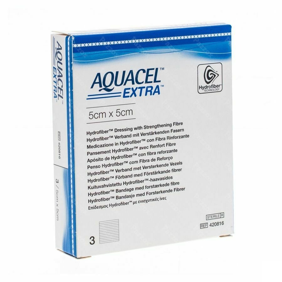 Aquacel Extra Pans Hydrofiber+renf.fibr. 5x 5cm 3