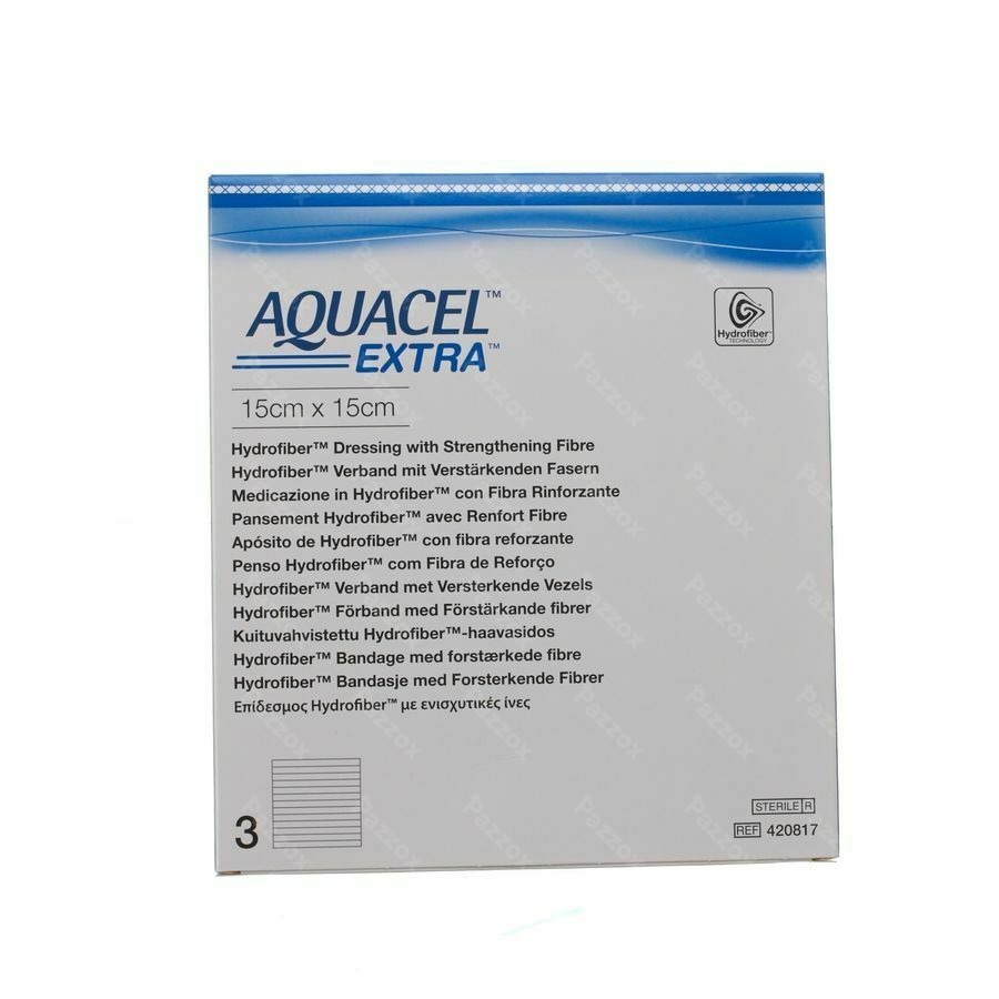Aquacel Extra Pans Hydrofiber+renf.fibr.15x15cm 3