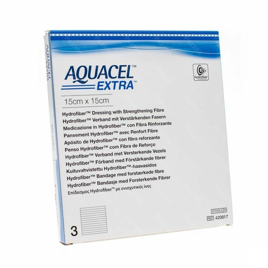 Aquacel Extra Pans Hydrofiber+renf.fibr.15x15cm 3