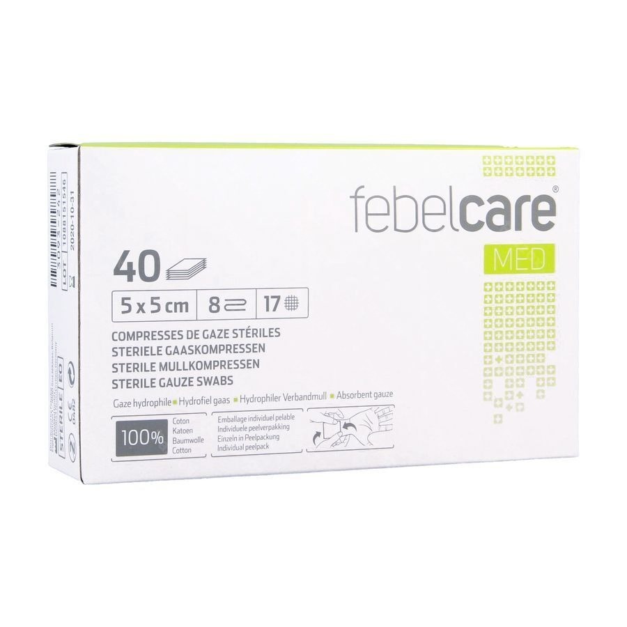 Febelcare Med1 Compresse Gaze Ster. 5,0x5,0cm 40x1