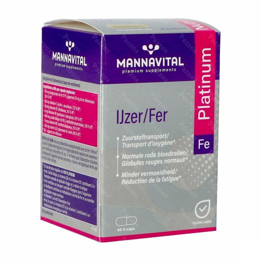 Mannavital Fer Platinum V-caps 60