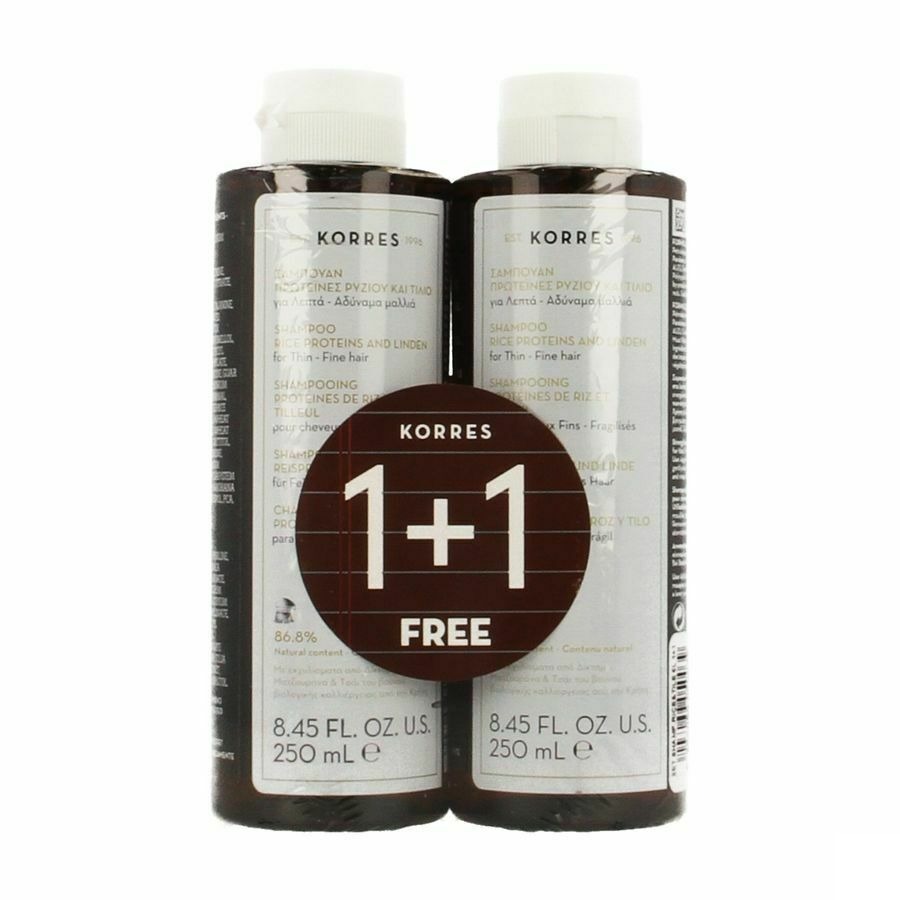Korres Kh Sh Proteins De Riz&tilleul 2x250ml Promo