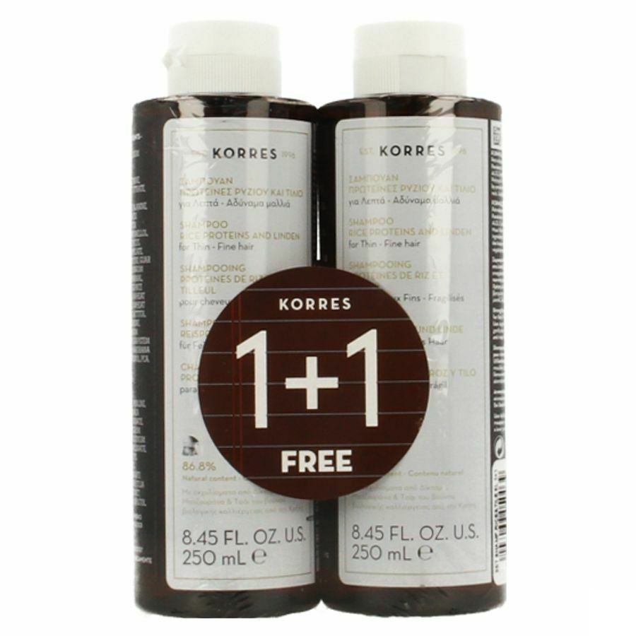 Korres Kh Sh Proteins De Riz&tilleul 2x250ml Promo