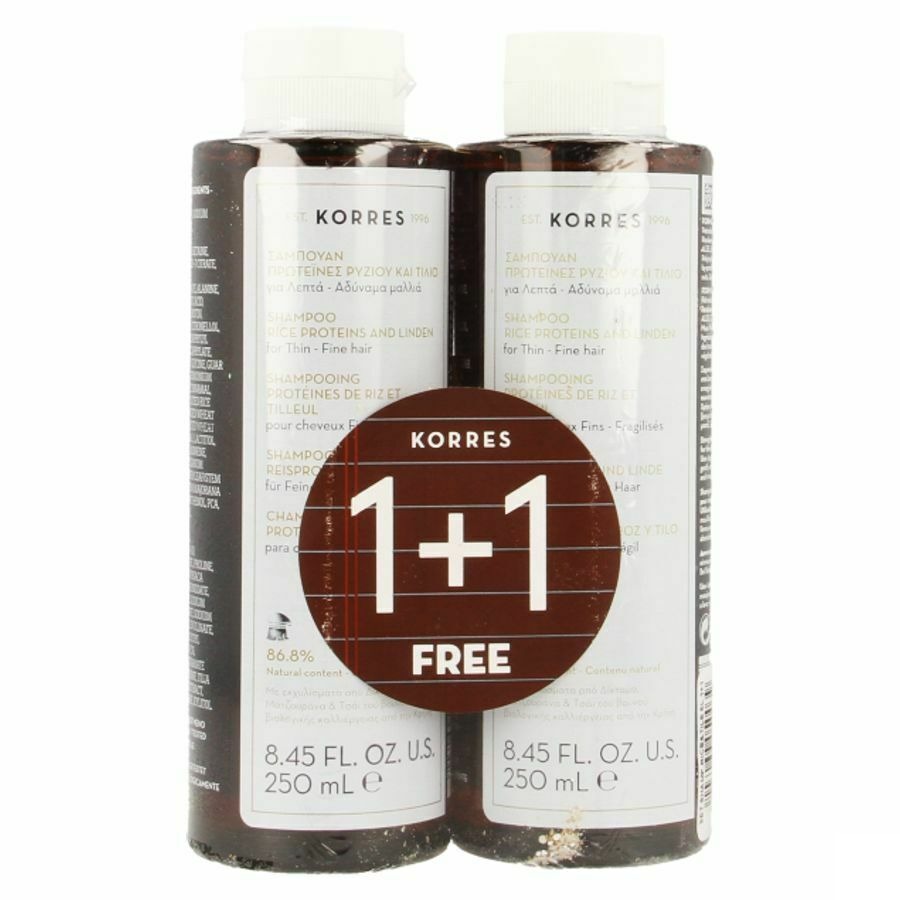 Korres Kh Sh Proteins De Riz&tilleul 2x250ml Promo