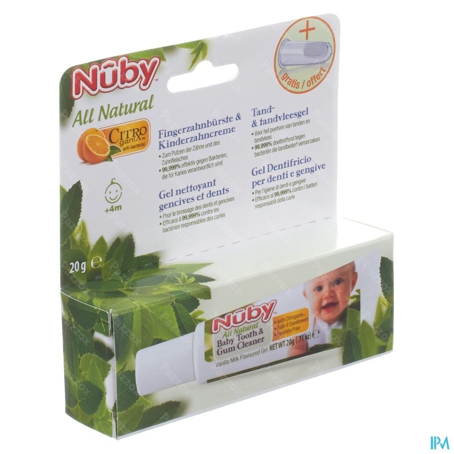 Nuby Citroganix Gel nettoyant gencives et dent + doigt massant – 15g - 4m+ 