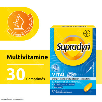 Supradyn Vital 50+ Multivitamine Avec Ginseng 30 Comprimés