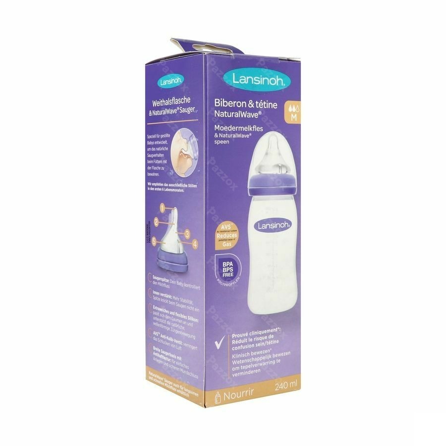 Lansinoh Biberon + Natural Wave Tetine 240ml