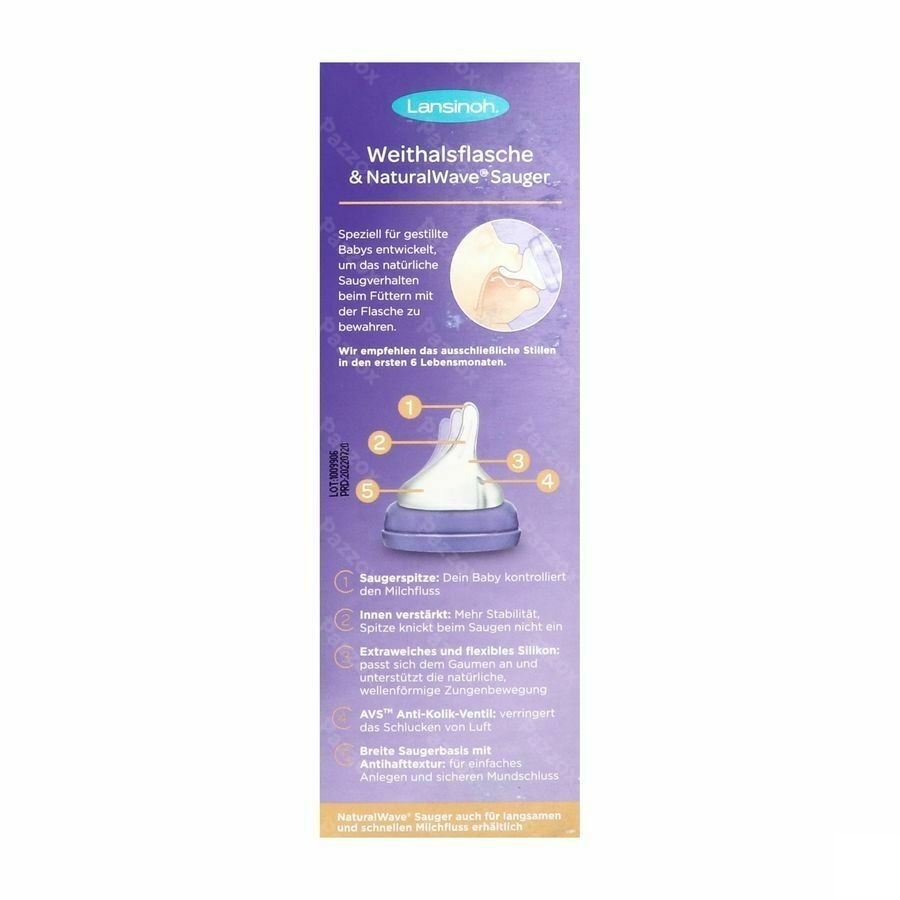 Lansinoh Biberon + Natural Wave Tetine 240ml