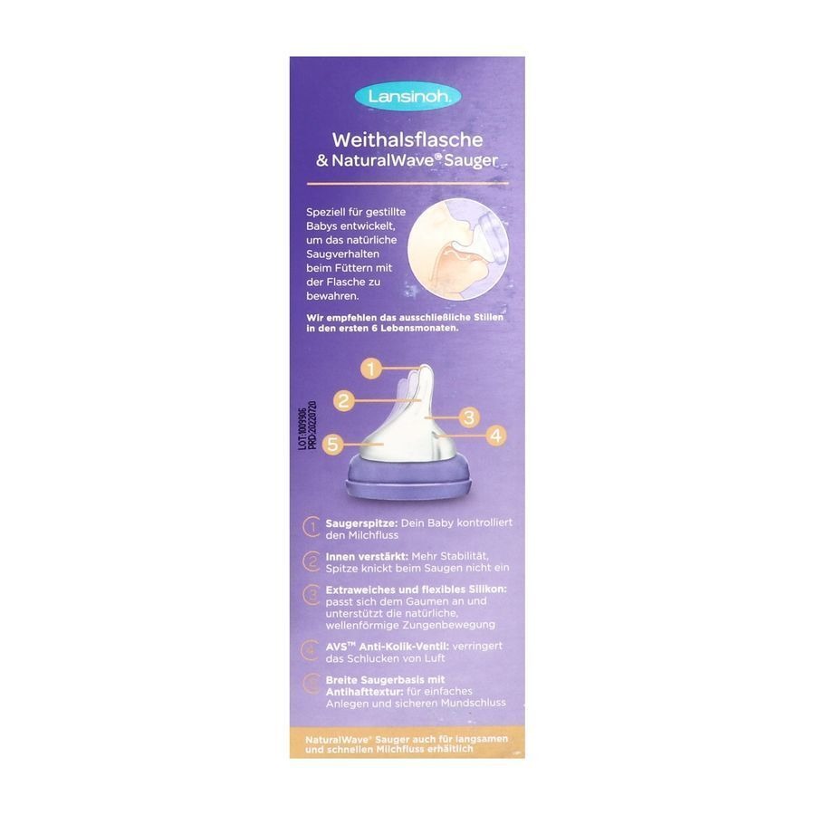 Lansinoh Biberon + Natural Wave Tetine 240ml