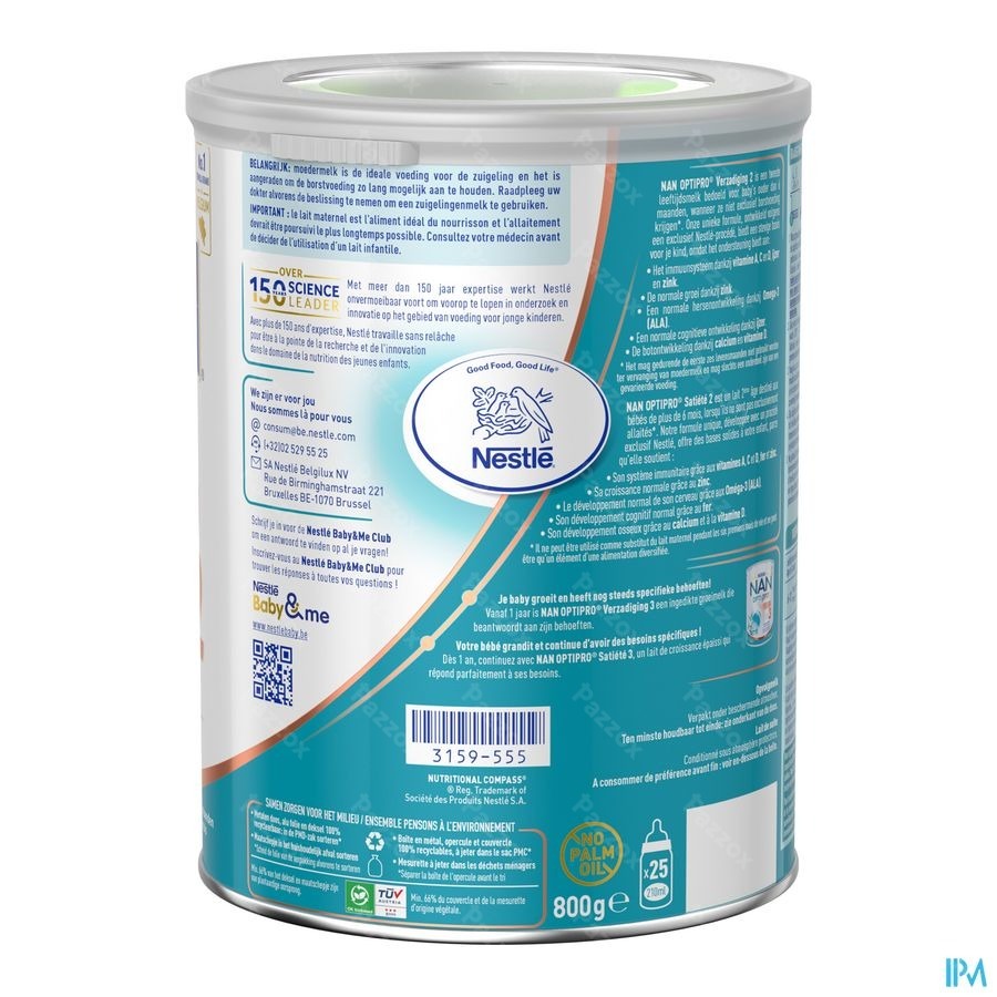 Nan Satiété 2 Lait de Suite épaissi Bébé 6+ Mois 800g