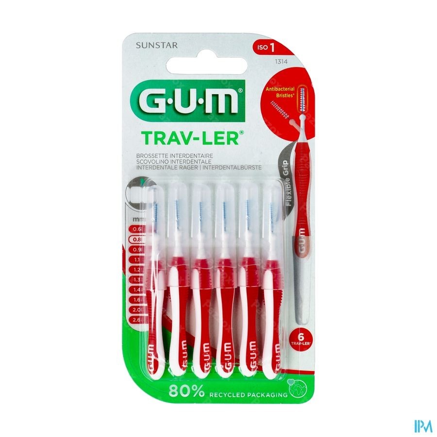 Gum Trav-Ler Brosse Interdentale 0,8mm 6 Pièces
