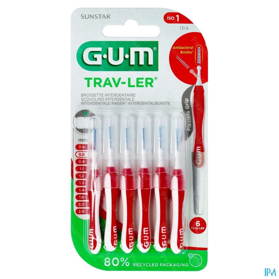 Gum Trav-Ler Brosse Interdentale 0,8mm 6 Pièces