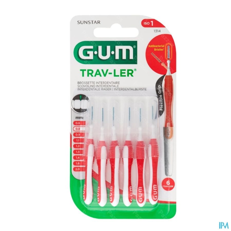 Gum Trav-Ler Brosse Interdentale 0,8mm 6 Pièces