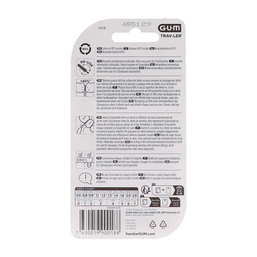Gum Trav-Ler Brosse Interdentale 1,1mm 6 Pièces