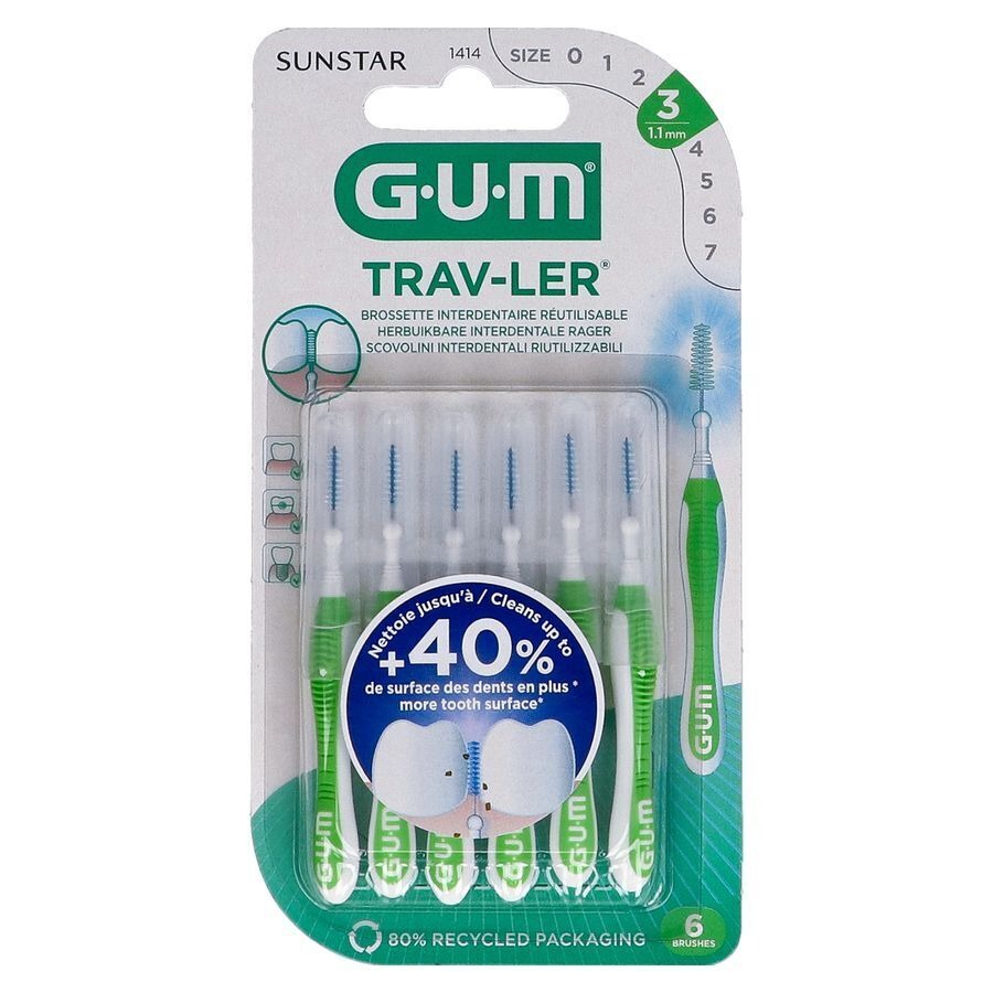 Gum Trav-Ler Brosse Interdentale 1,1mm 6 Pièces