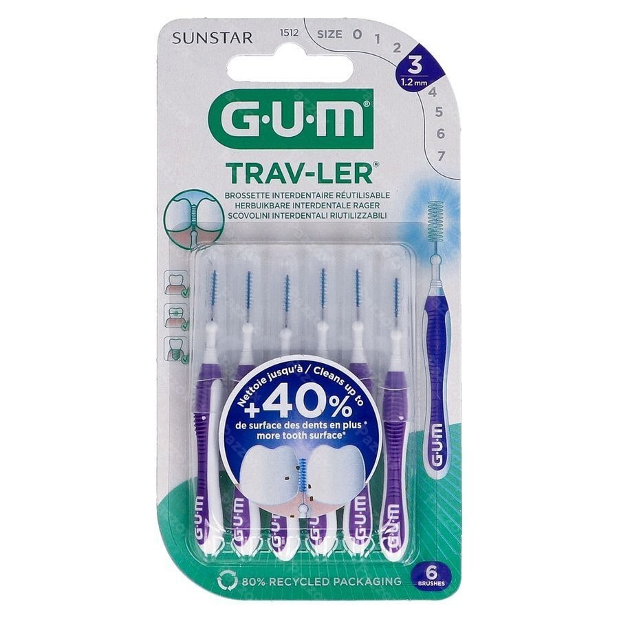 Gum Trav-Ler Brosse Interdentale 1,2mm 6 Pièces