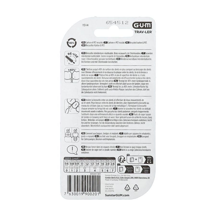Gum Trav-Ler Brosse Interdentale 1,3mm 6 Pièces