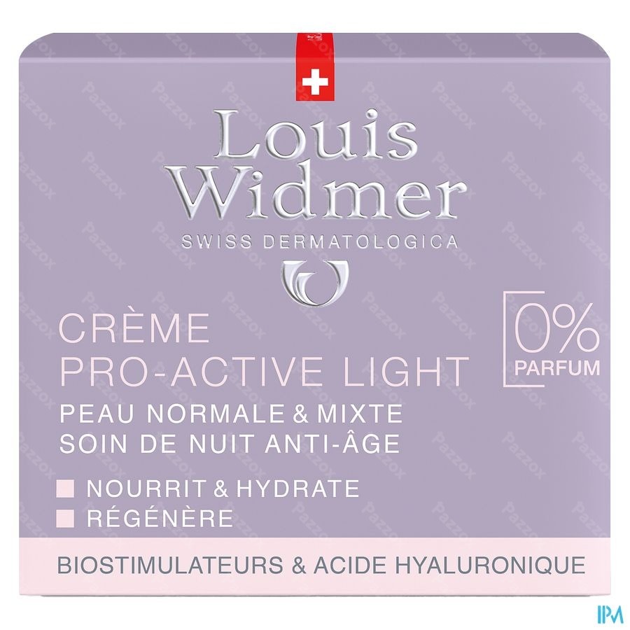 Louis Widmer Pro-Active Light Crème de Nuit Sans Parfum 50ml 