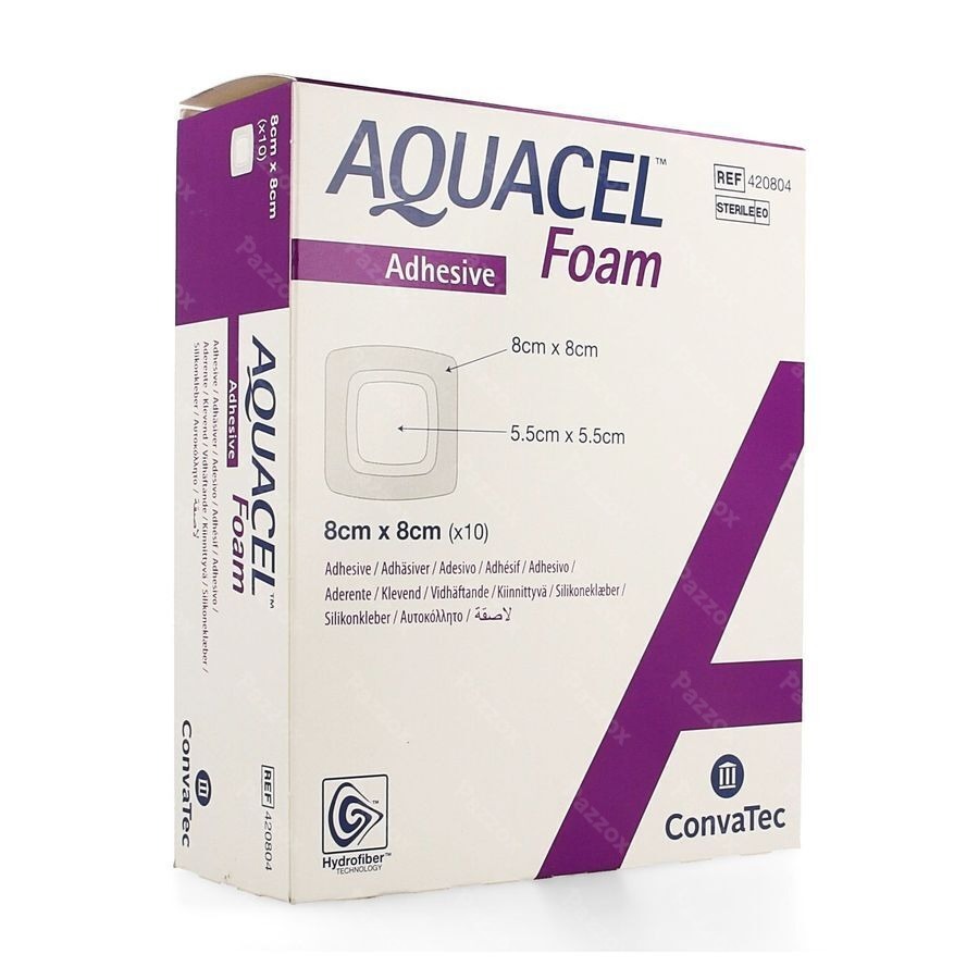 Aquacel Pans Mousse Adh Hydrofiber 8,0x 8,0cm 10