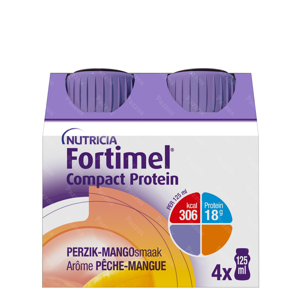 Fortimel Compact Protein Pêche-mangue Bouteilles 4x125ml