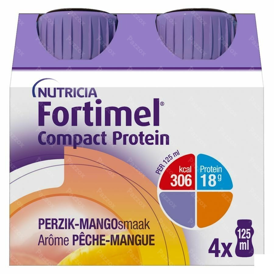 Fortimel Compact Protein Pêche-mangue Bouteilles 4x125ml