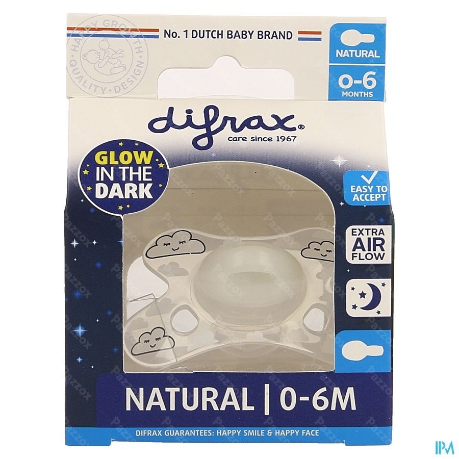 Difrax Sucette Natural 0-6m Nuit