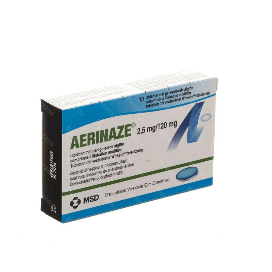 Aerinaze 2,5mg/120mg Comp A Liberation Modifee 10