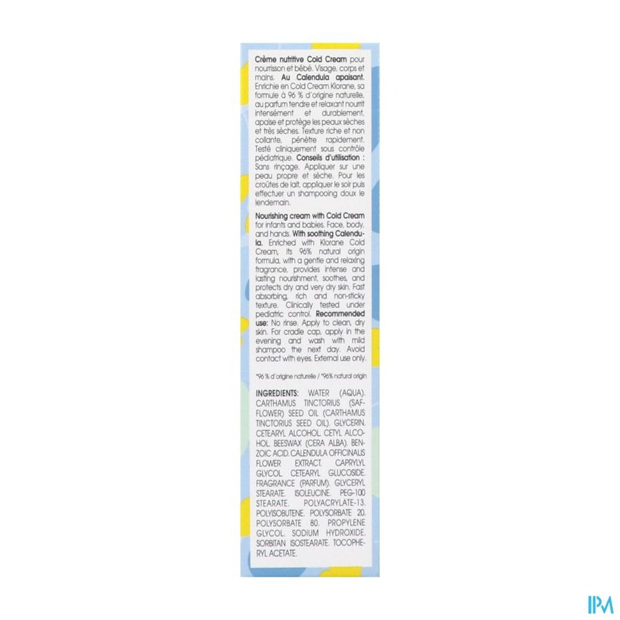 Klorane B&eacute;b&eacute; Creme Nutritive Cold Cream Tube 40ml