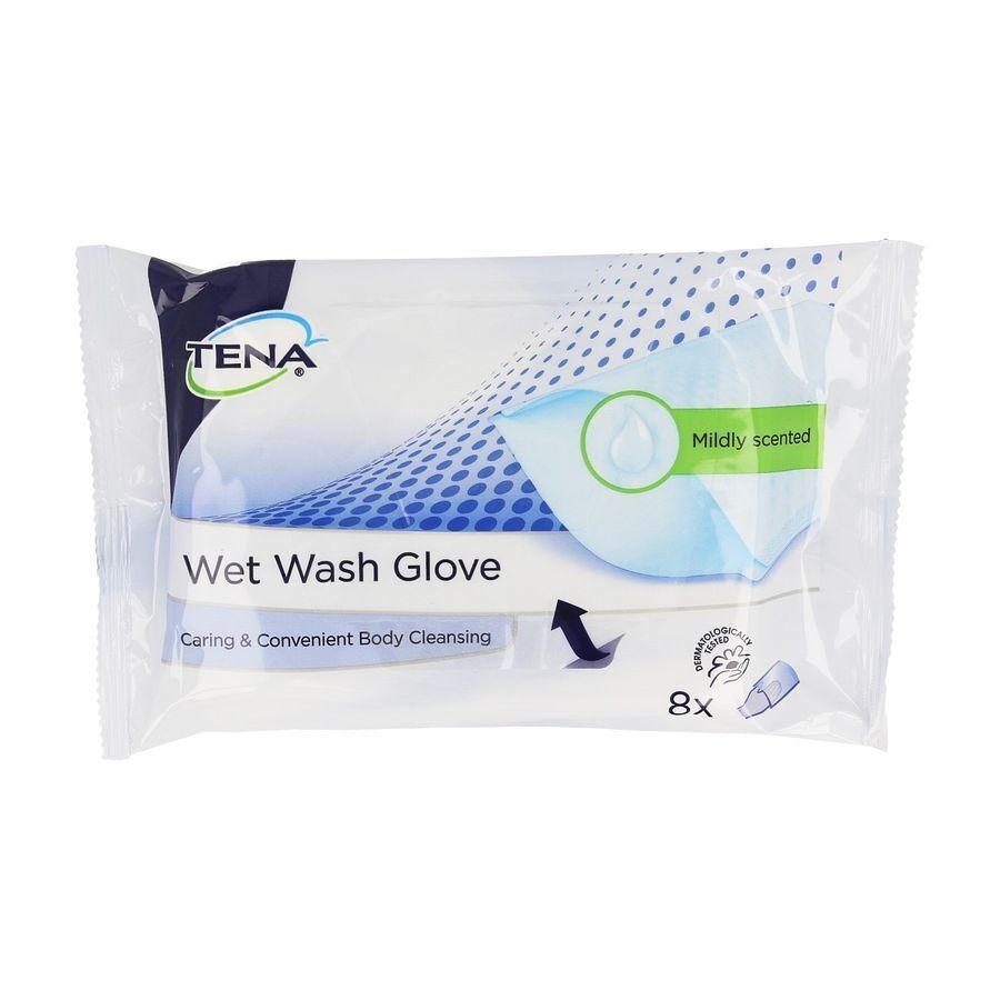 Tena Wet Wash Gloves Mildly Scented 8 1116
