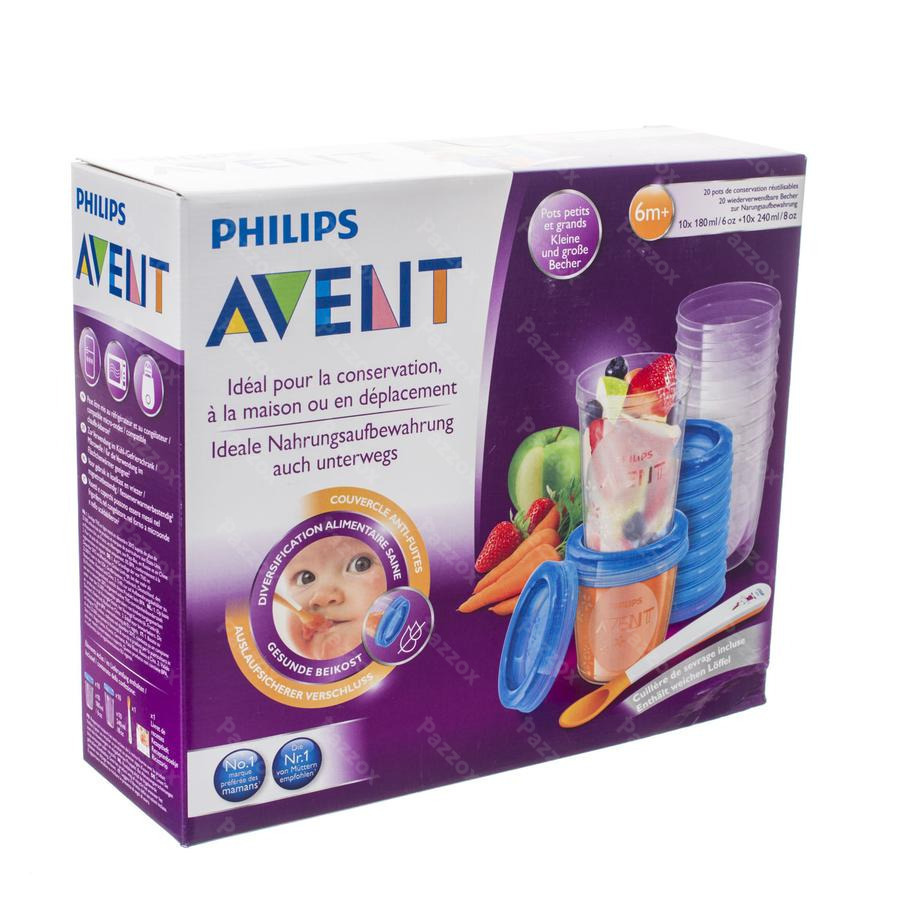 Avent Pots de Conservation Set SCF721/20, 20 pièces