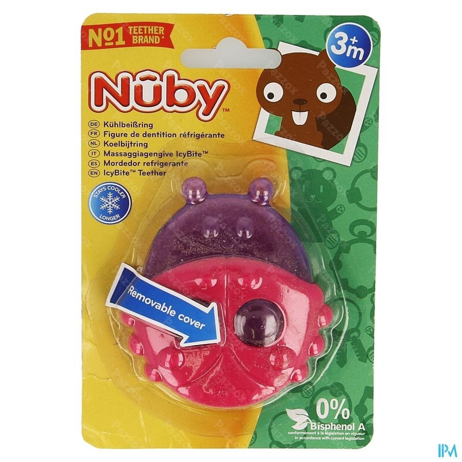 Nûby Figure de dentition réfrigérante en forme d’animal avec couvercle amovible - 3m+