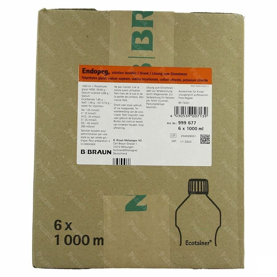 Endopeg sol. buv. 6 x 1000 ml