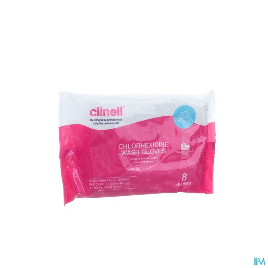 Clinell Gant Toilette 2% Chlorhexydine 8