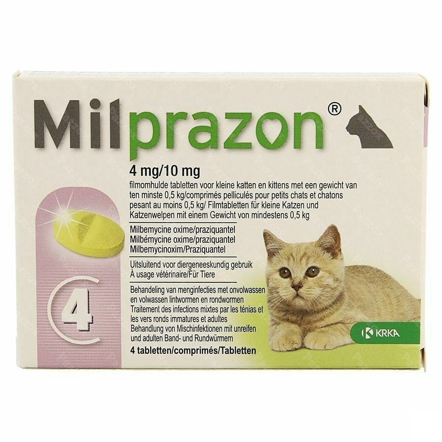 Milprazon 4mg/ 10mg Chat +0,5kg Comp 1x4